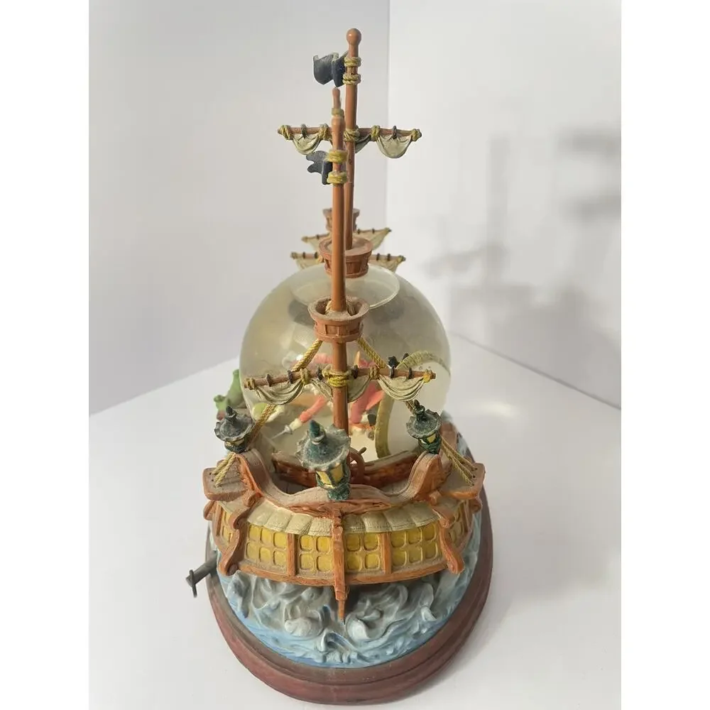 Disney Peter Pan Captain Hook Musical Snow Globe Ship “You Can Fly” – AS IS